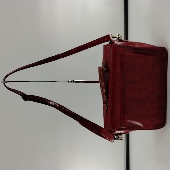 ECOSUSI faux leather red and tan satchel with removable crossbody strap - Picture 9 of 14